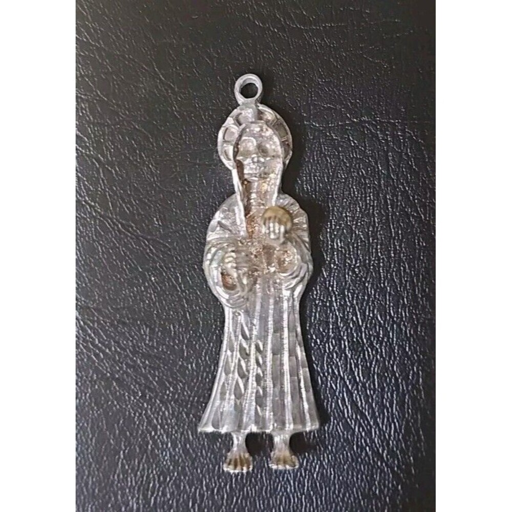 Santa Muerte Grim Reaper Santisima Muerte 925 Silver Pendant Charm Muerte Dije